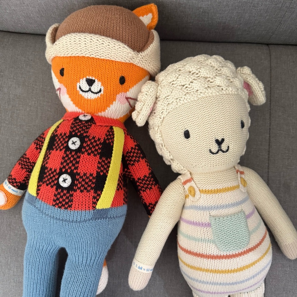 Bundles of 2 cuddle + kind Lamb and  Wyatt the fox doll